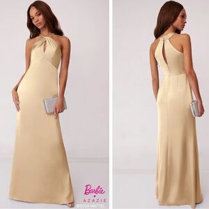 Azazie Elegant Champagne Backless Dress